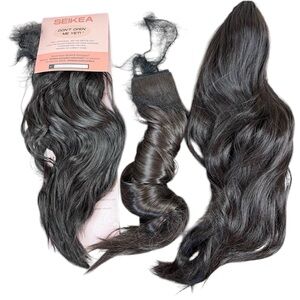 Dark Brown SYNTHETIC Ponytail and Clip In Hair Extensions Bundle